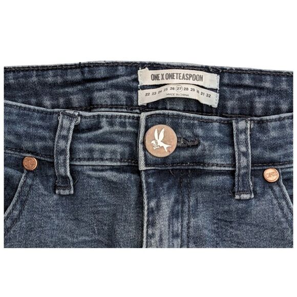 OneTeaspoon Women's Ankle Zip Low Rise Skinny Fit Jeans Dark Wash Blue Size 27 - Picture 4 of 7